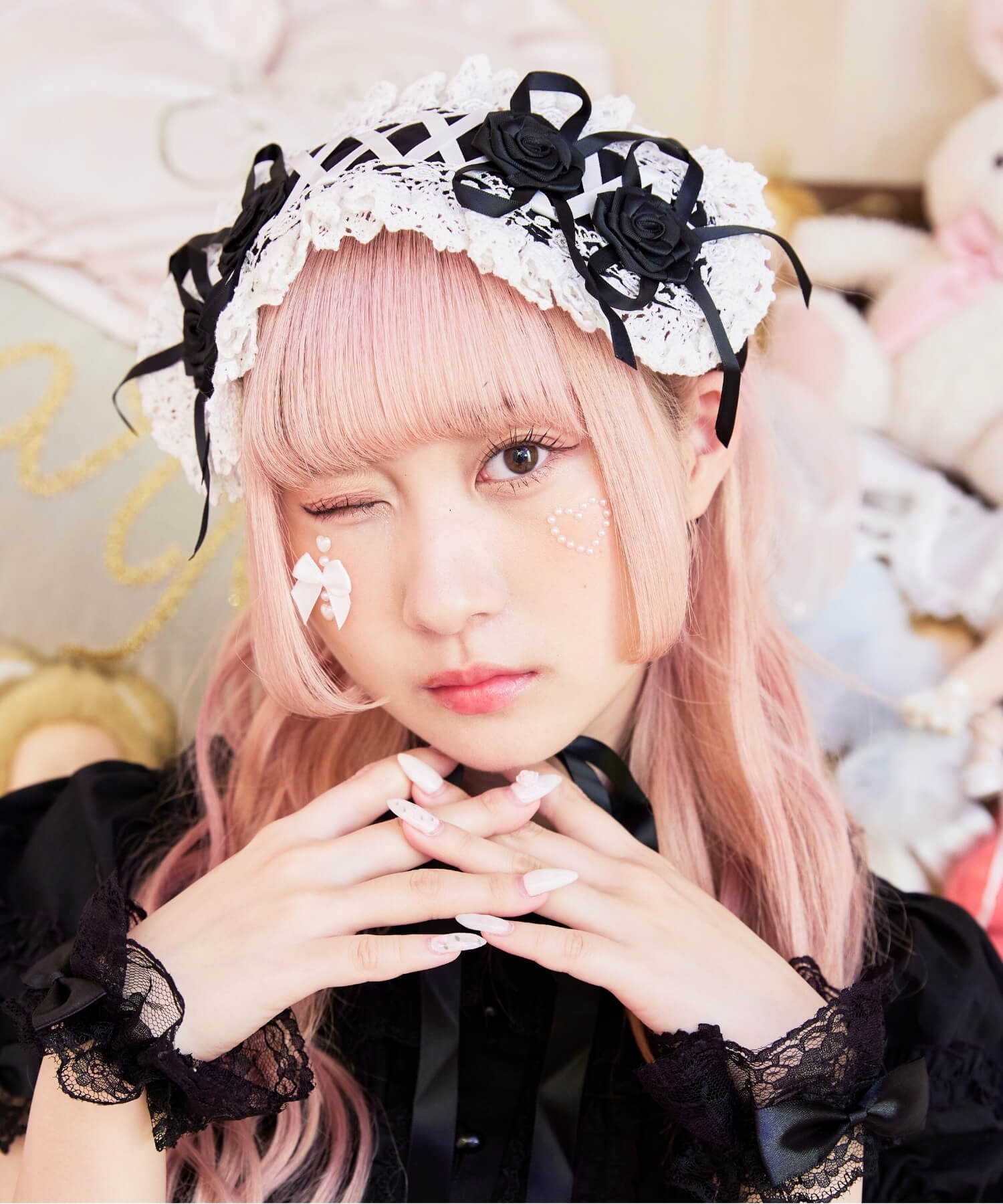 Lace-up double rose head dress