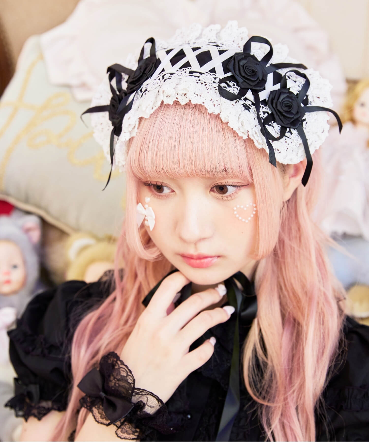 Lace-up double rose head dress