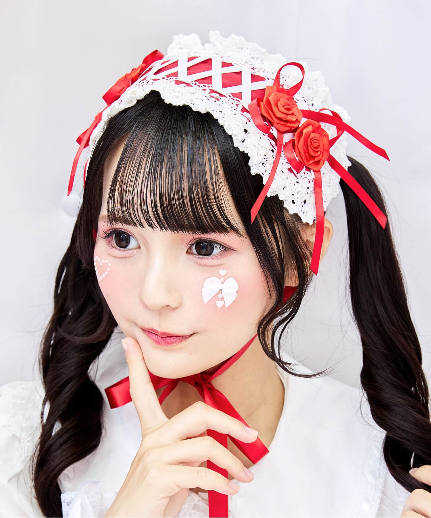 Lace-up double rose head dress
