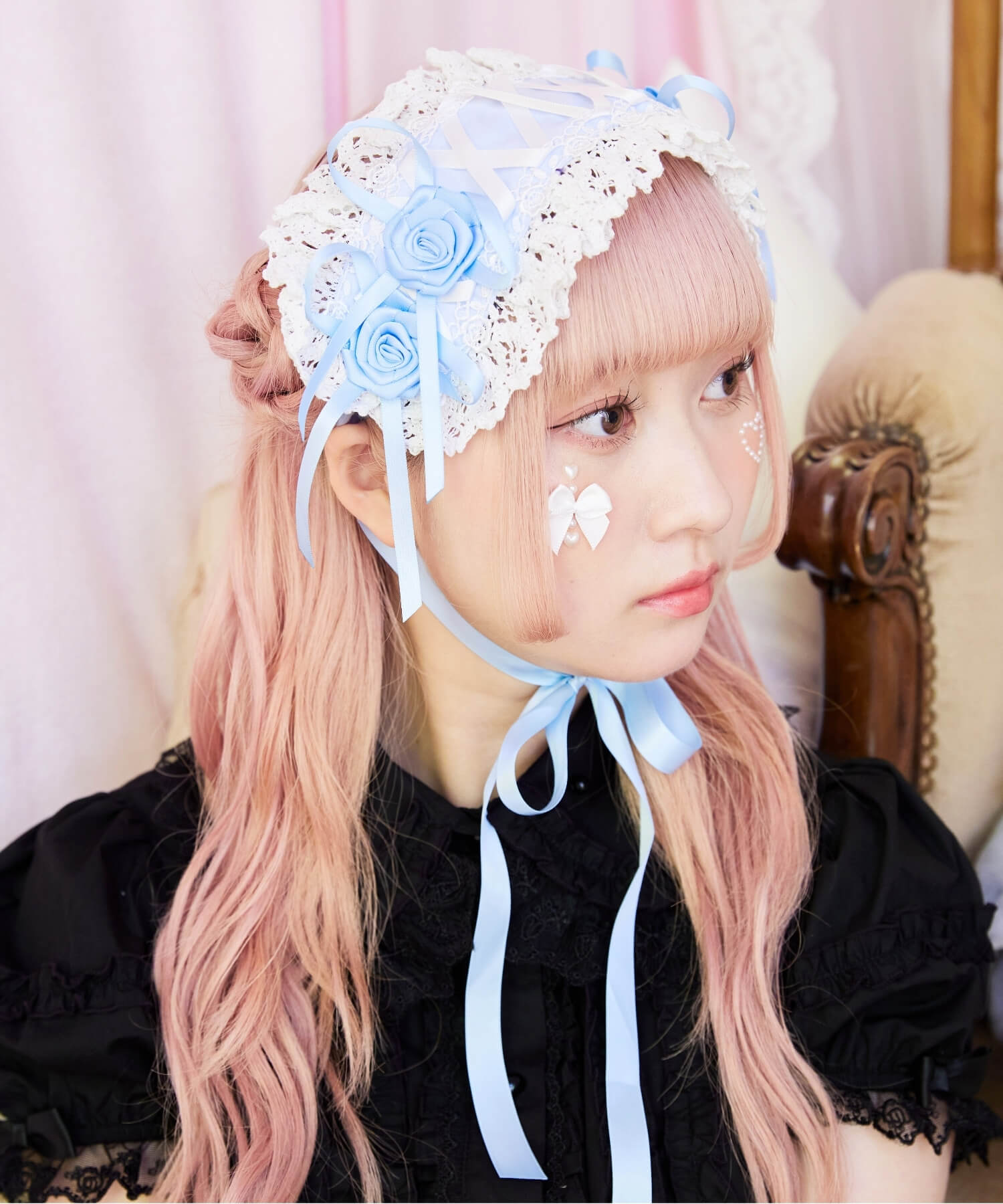Lace-up double rose head dress
