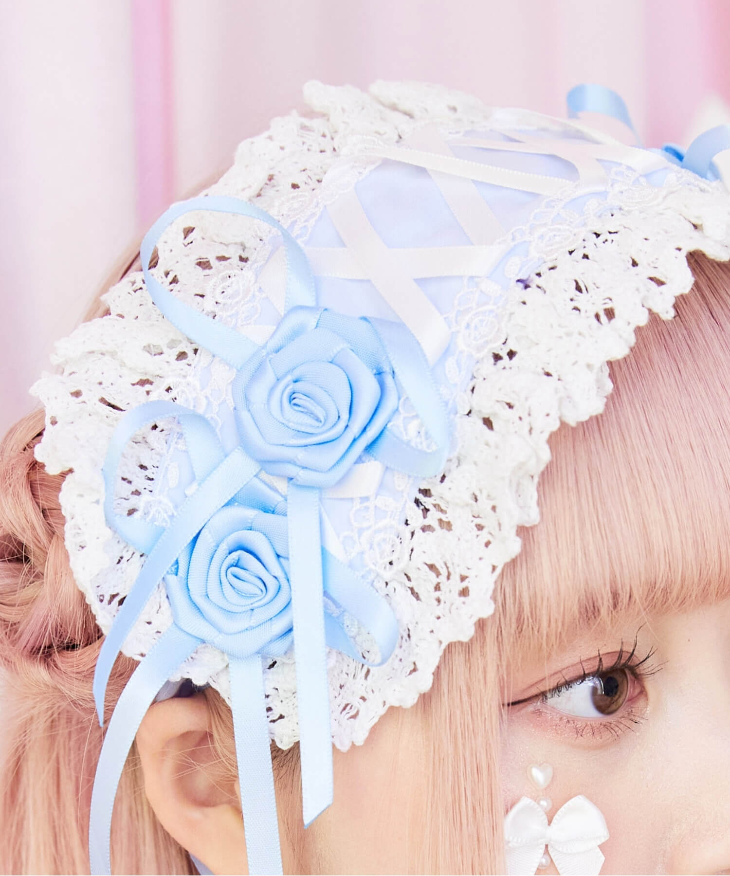 Lace-up double rose head dress
