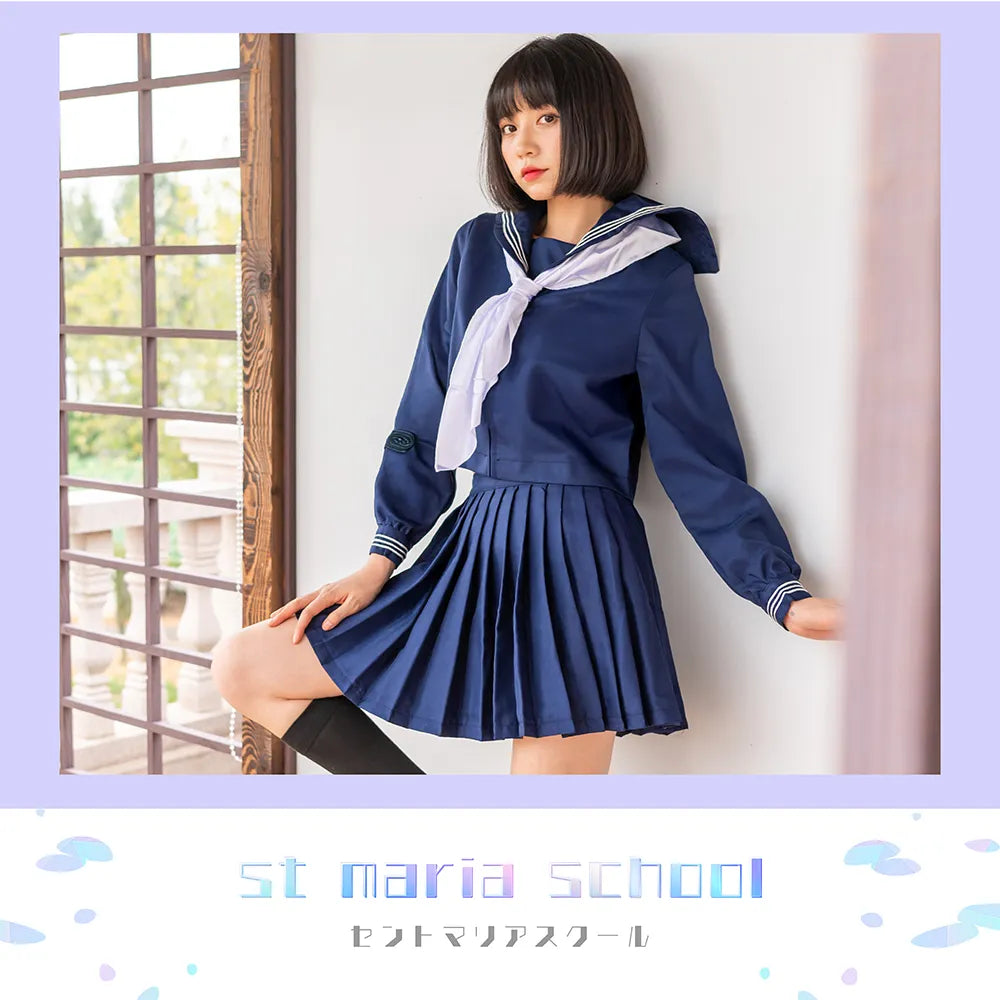 紺×白スカーフセーラー服