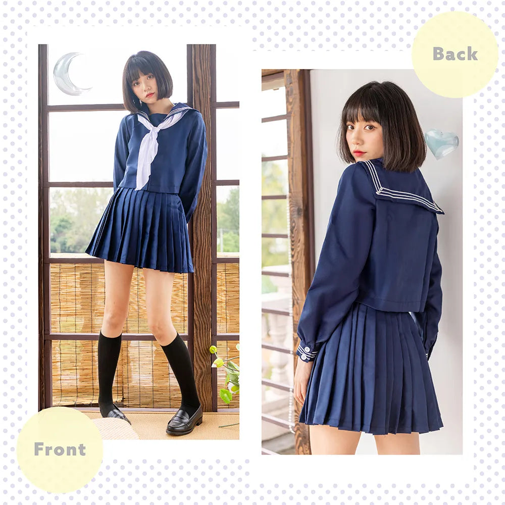 紺×白スカーフセーラー服