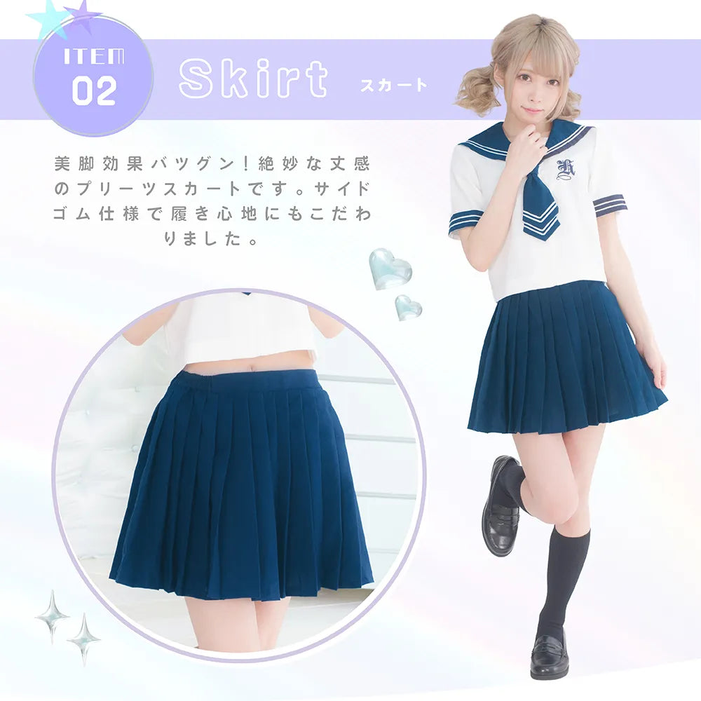 Navy blue with chest embroidery x white tone taisailer (short sleeve)