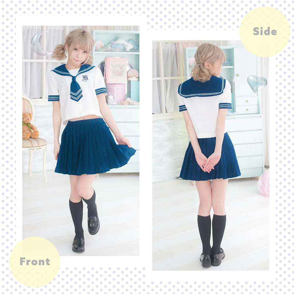 Navy blue with chest embroidery x white tone taisailer (short sleeve)