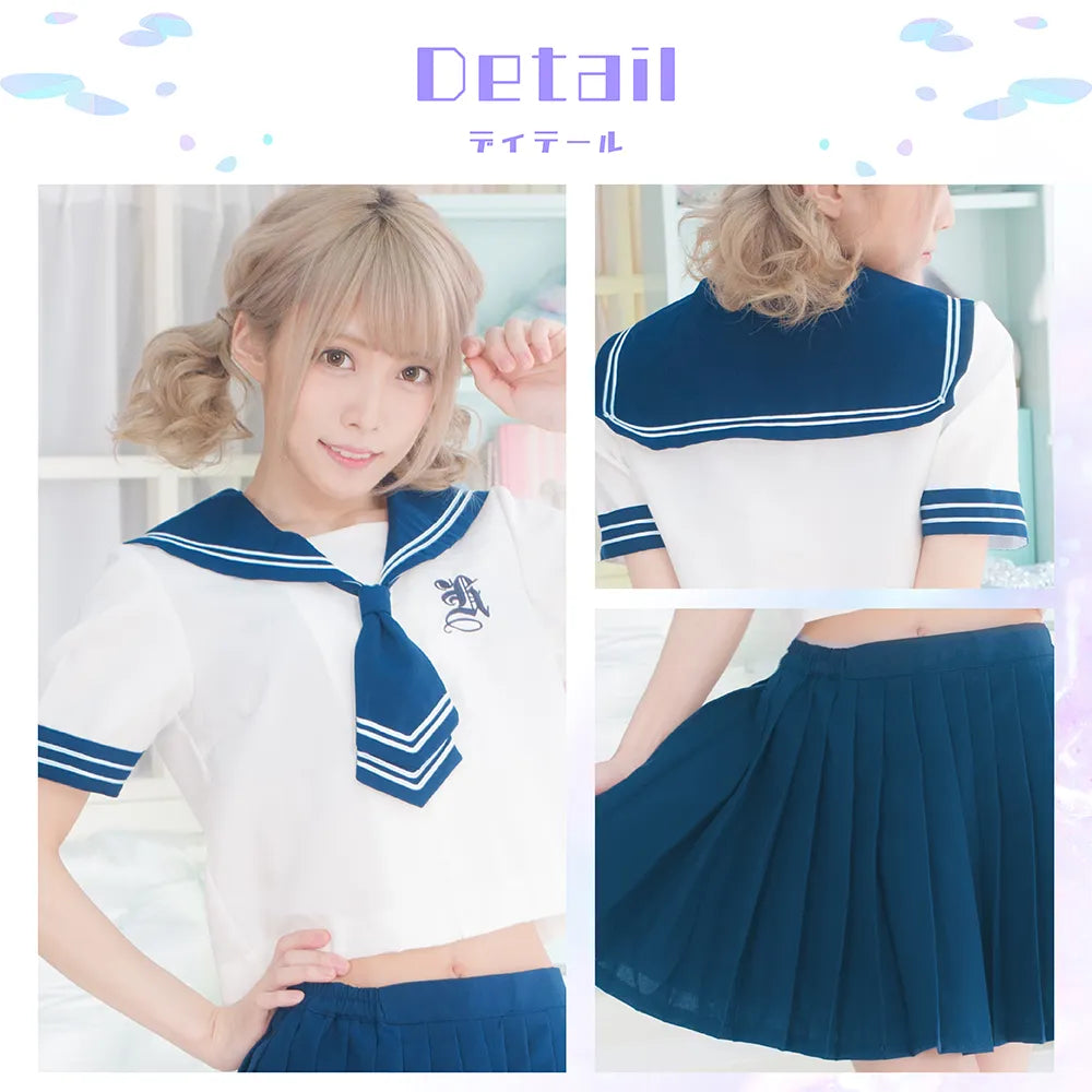 Navy blue with chest embroidery x white tone taisailer (short sleeve)