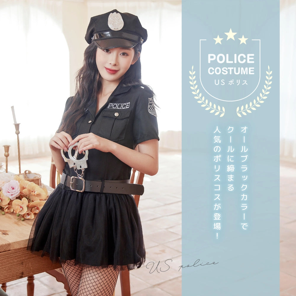 All Black Shirt Dress Police Costume