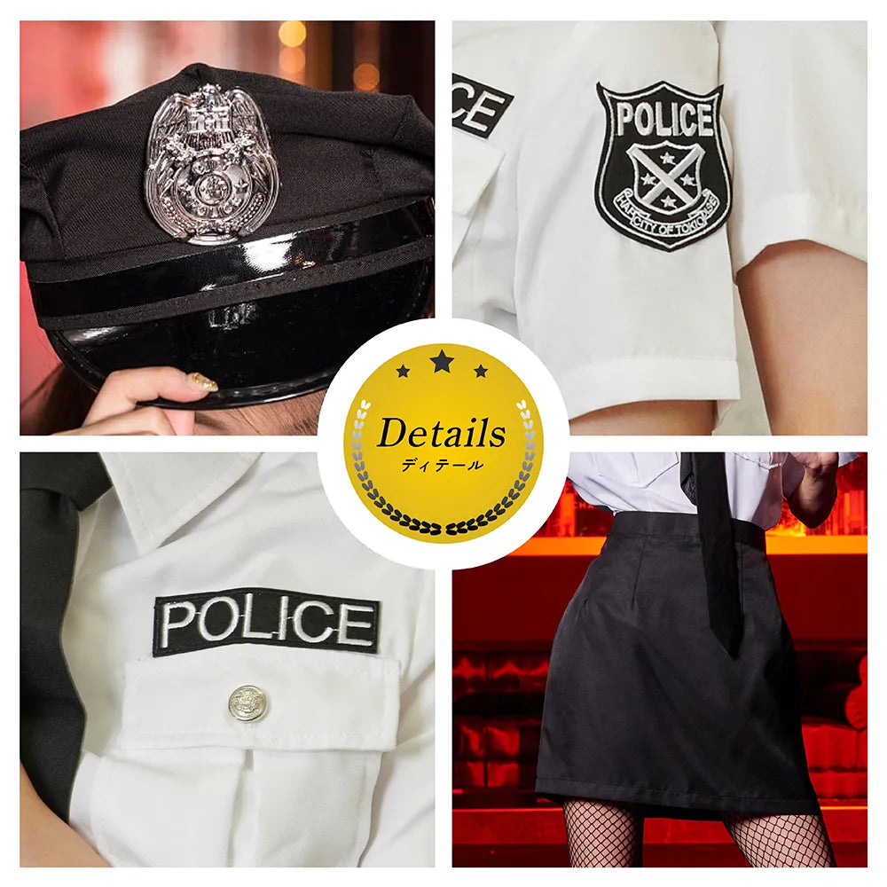 White Shirt and Black Mini Length Skirt Police Costume