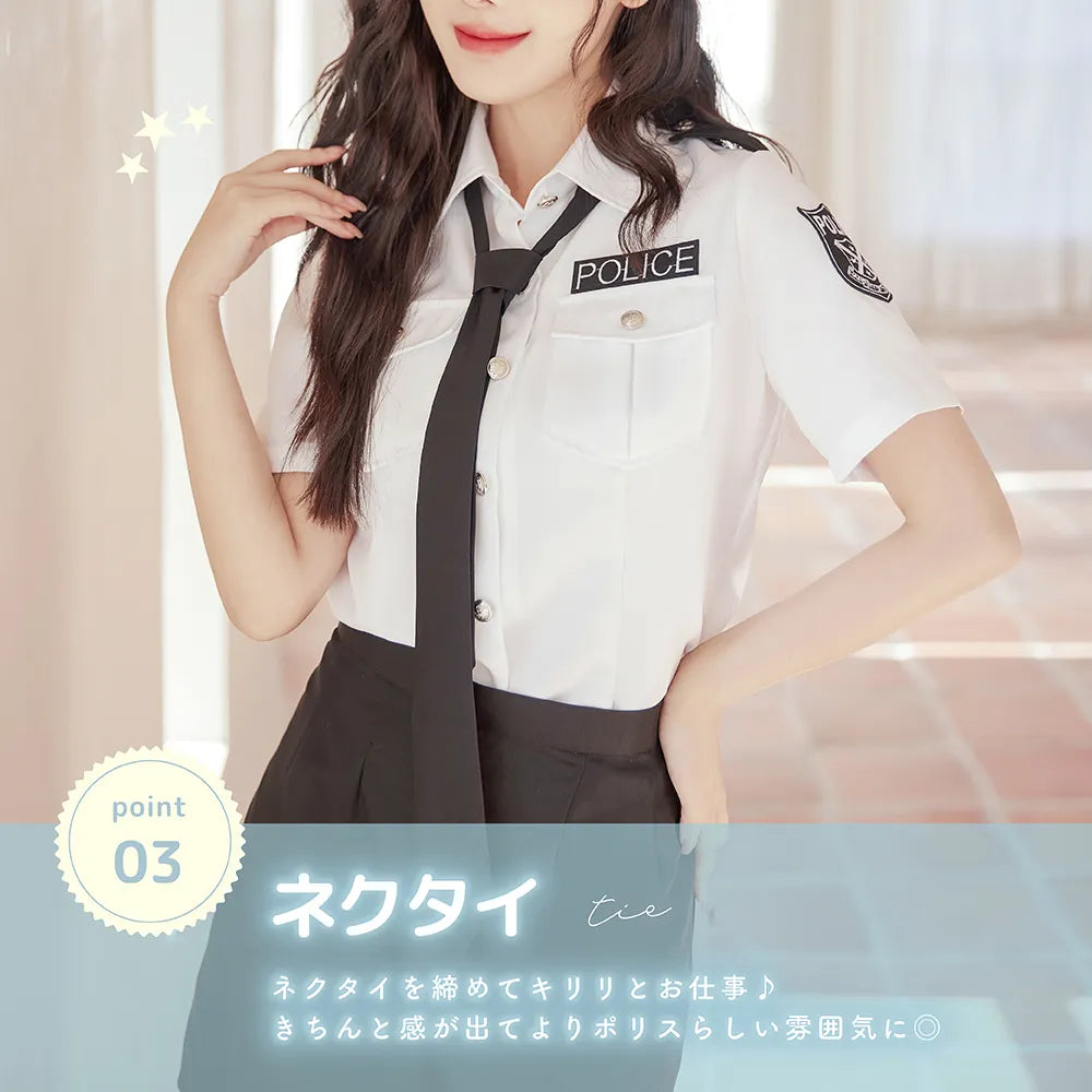 Sexy Police Costume with White Shirt and Mini Skirt