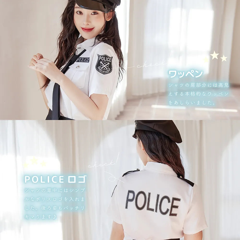 Sexy Police Costume with White Shirt and Mini Skirt