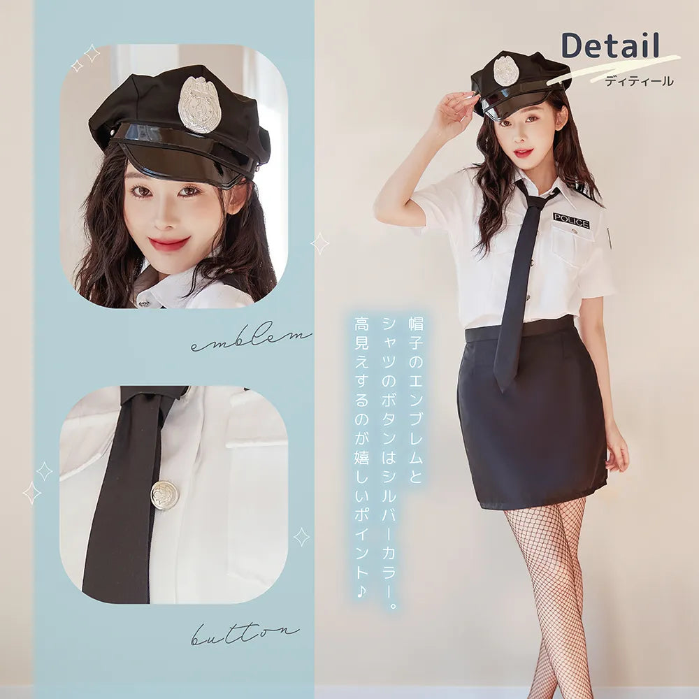 Sexy Police Costume with White Shirt and Mini Skirt