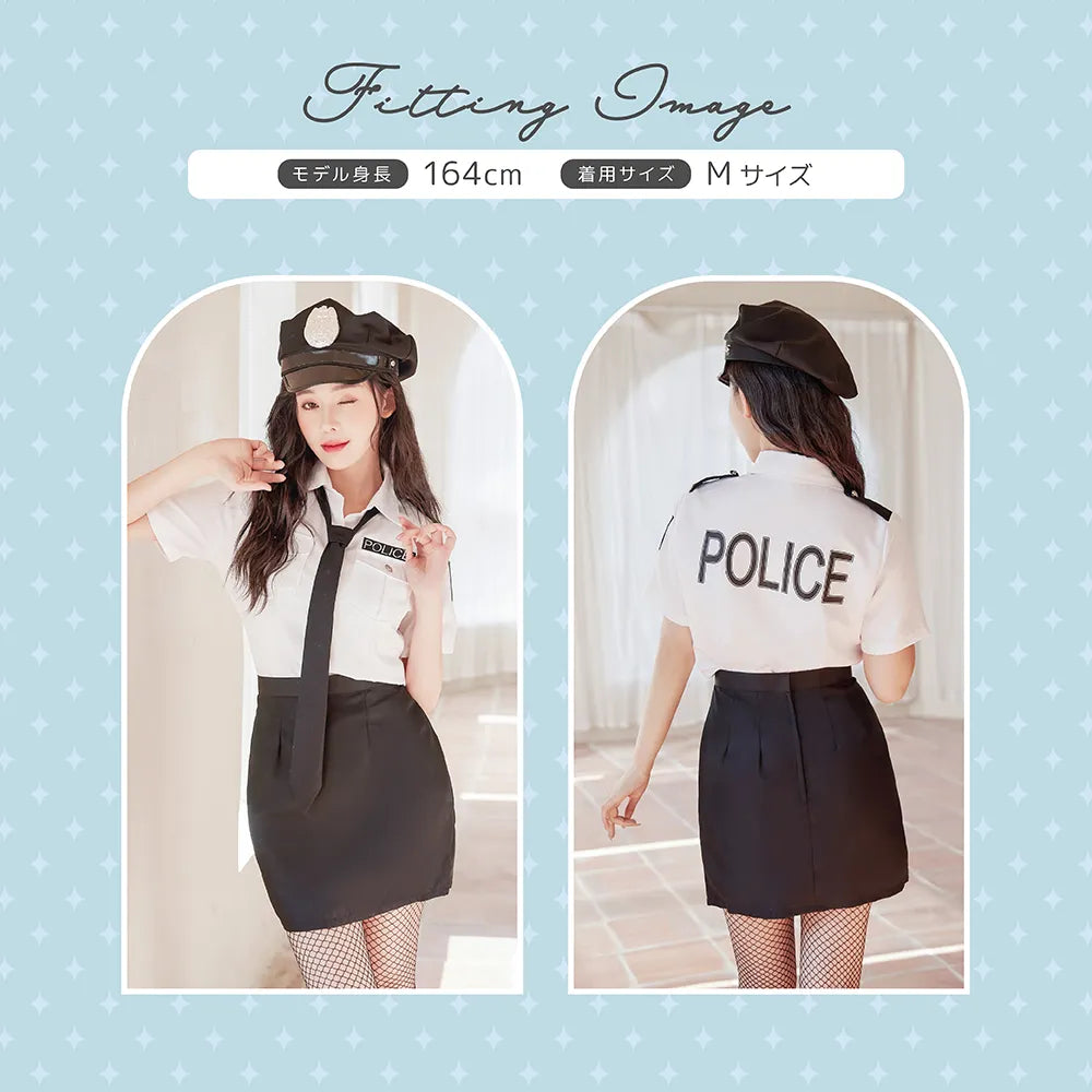Sexy Police Costume with White Shirt and Mini Skirt