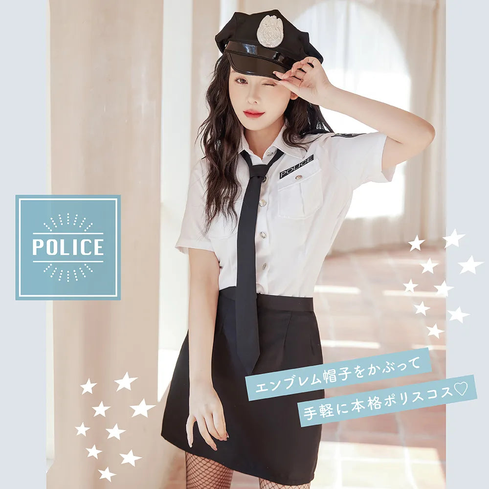 Sexy Police Costume with White Shirt and Mini Skirt