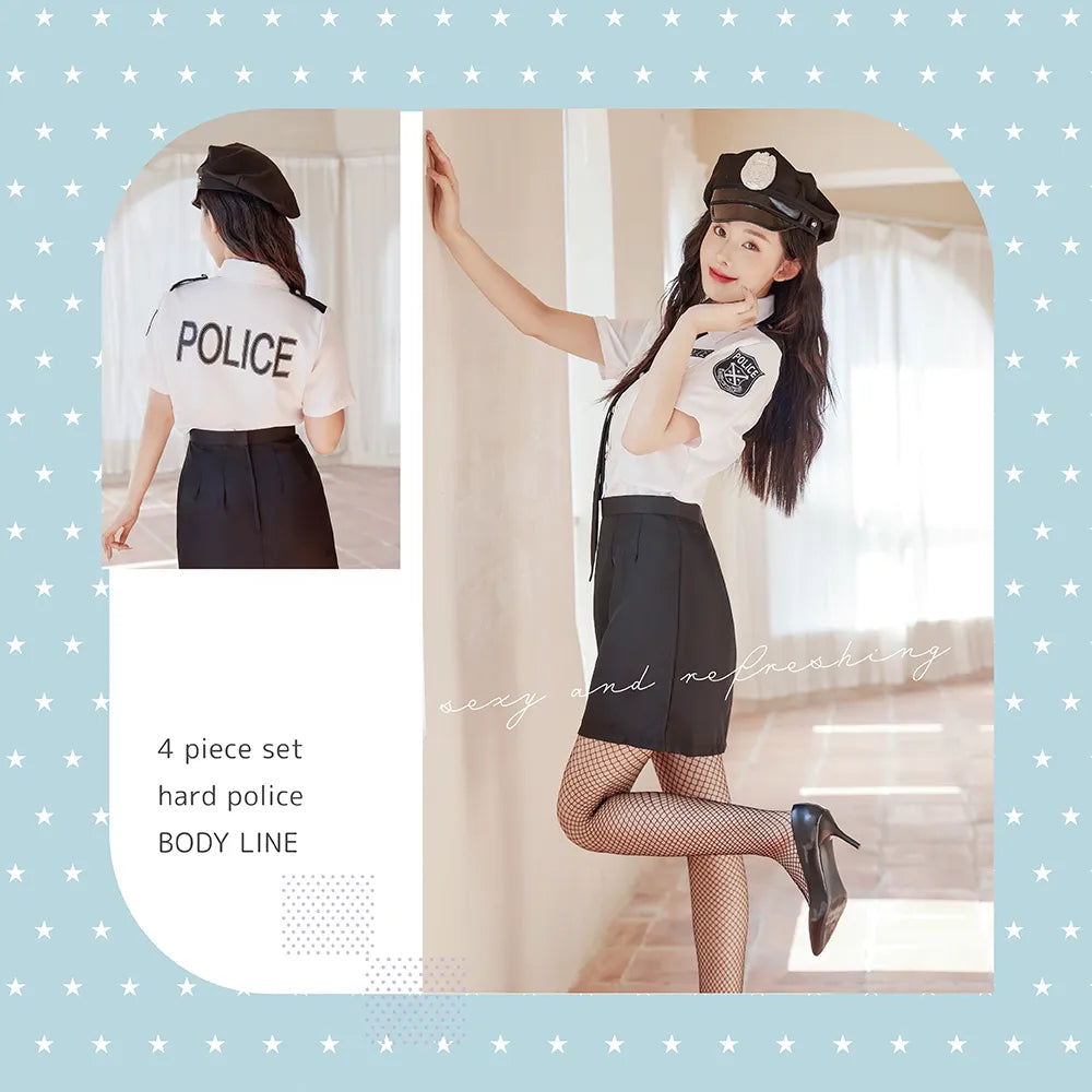 Sexy Police Costume with White Shirt and Mini Skirt