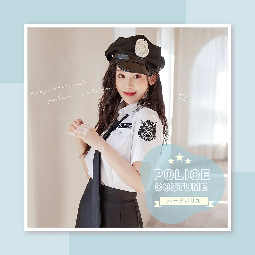 Sexy Police Costume with White Shirt and Mini Skirt