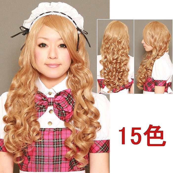 Vertical rolled curl semi long wig 60cm