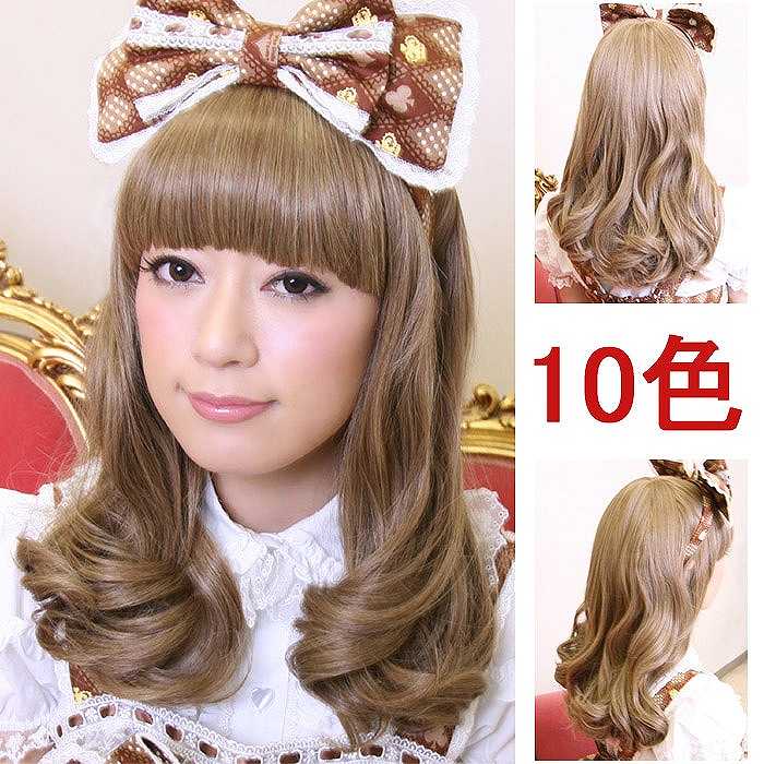 Bang short rolled semi long wig