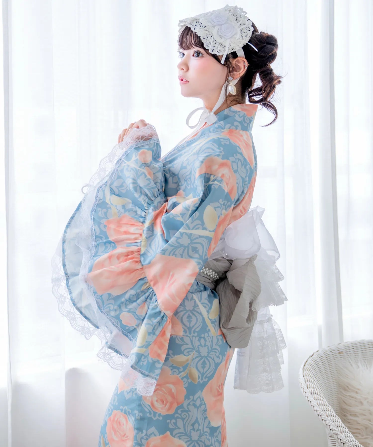 凛姫浴衣 クラシカルアンティークローズ ロリータ浴衣 単品