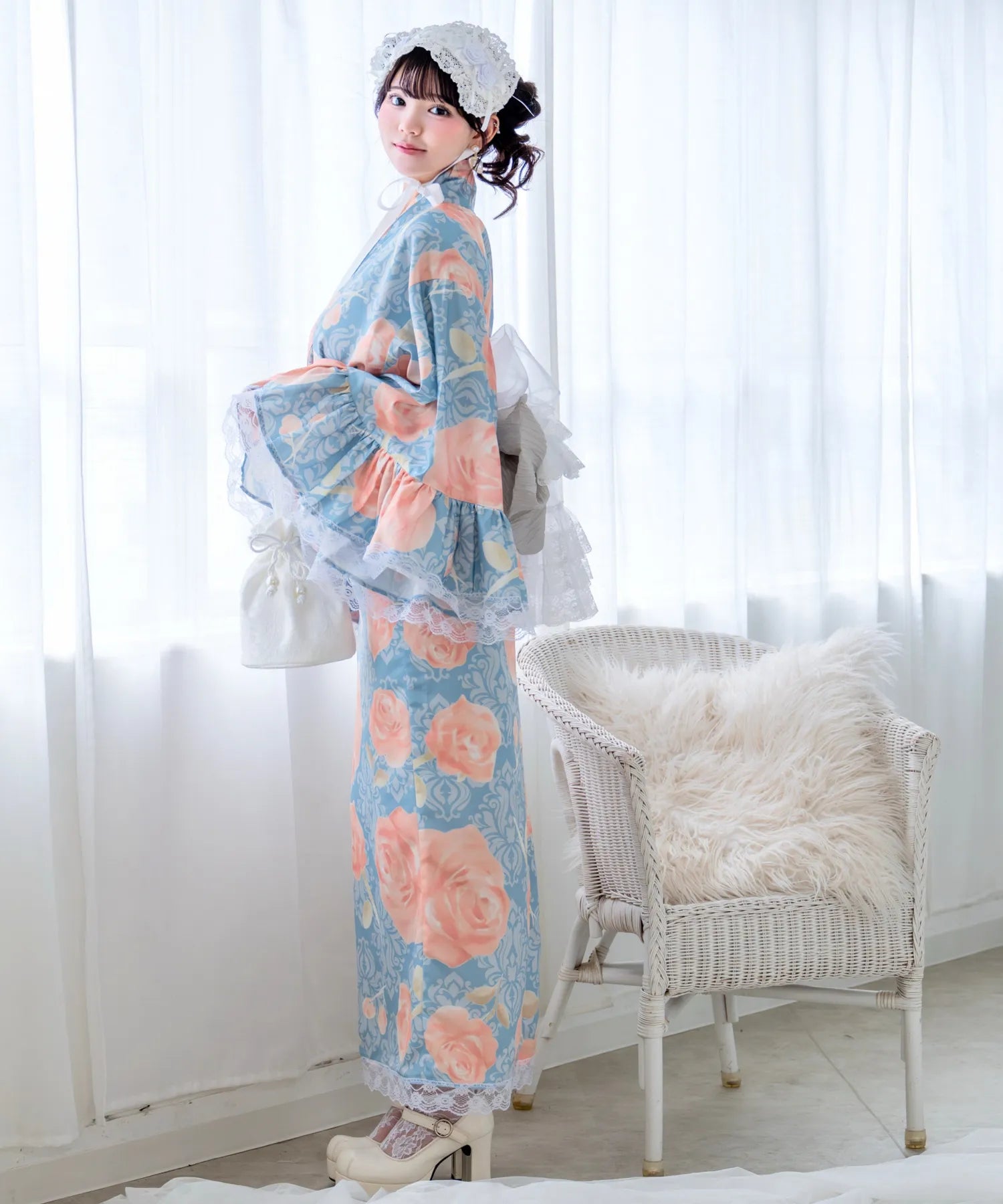 凛姫浴衣 クラシカルアンティークローズ ロリータ浴衣 単品