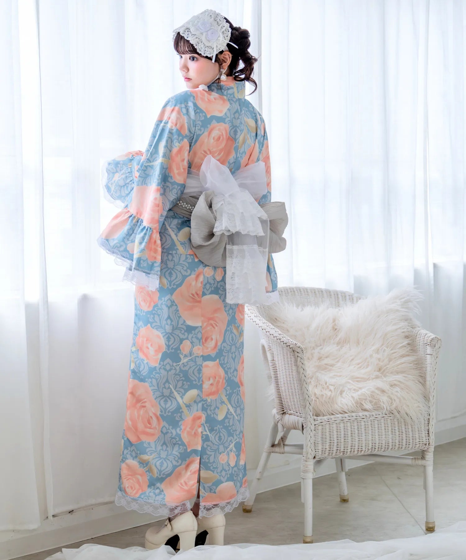 凛姫浴衣 クラシカルアンティークローズ ロリータ浴衣 単品