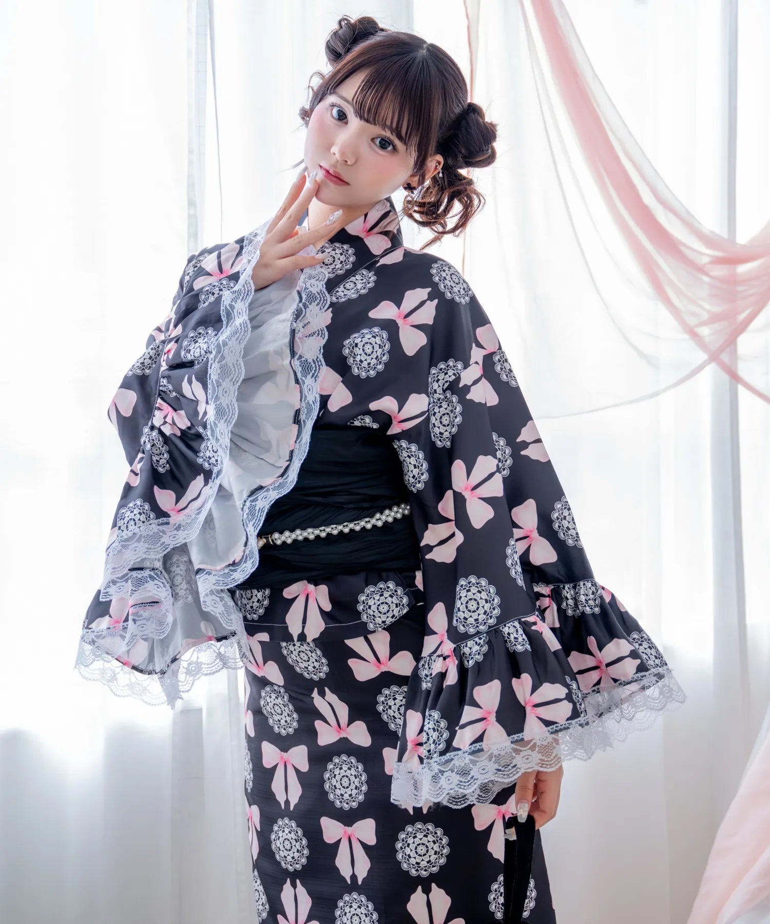 凛姫浴衣 ノワールレースドール ロリータ浴衣 単品