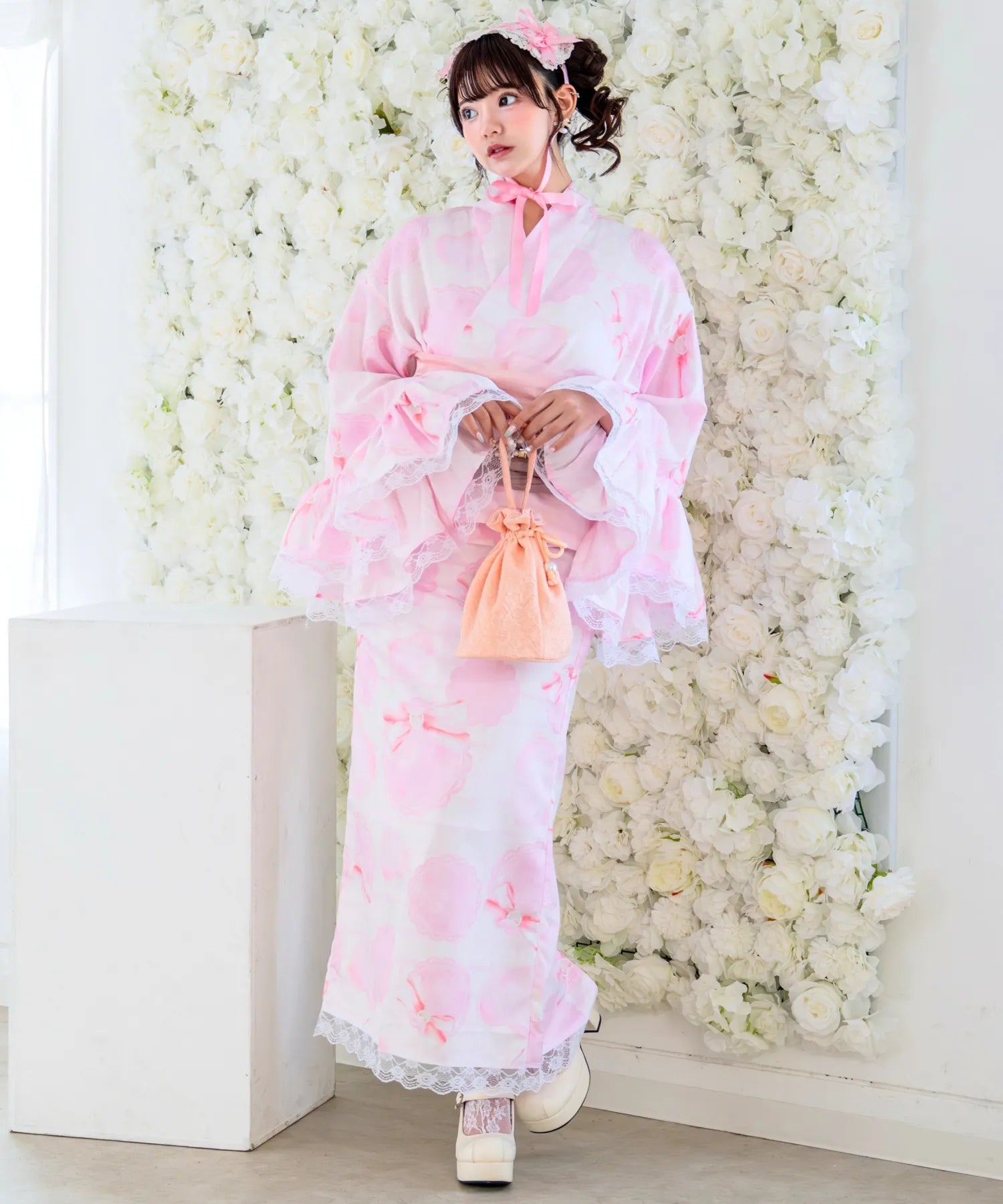 Rinhime Yukata Princess Heart Lace Lolita Yukata 3-piece Set