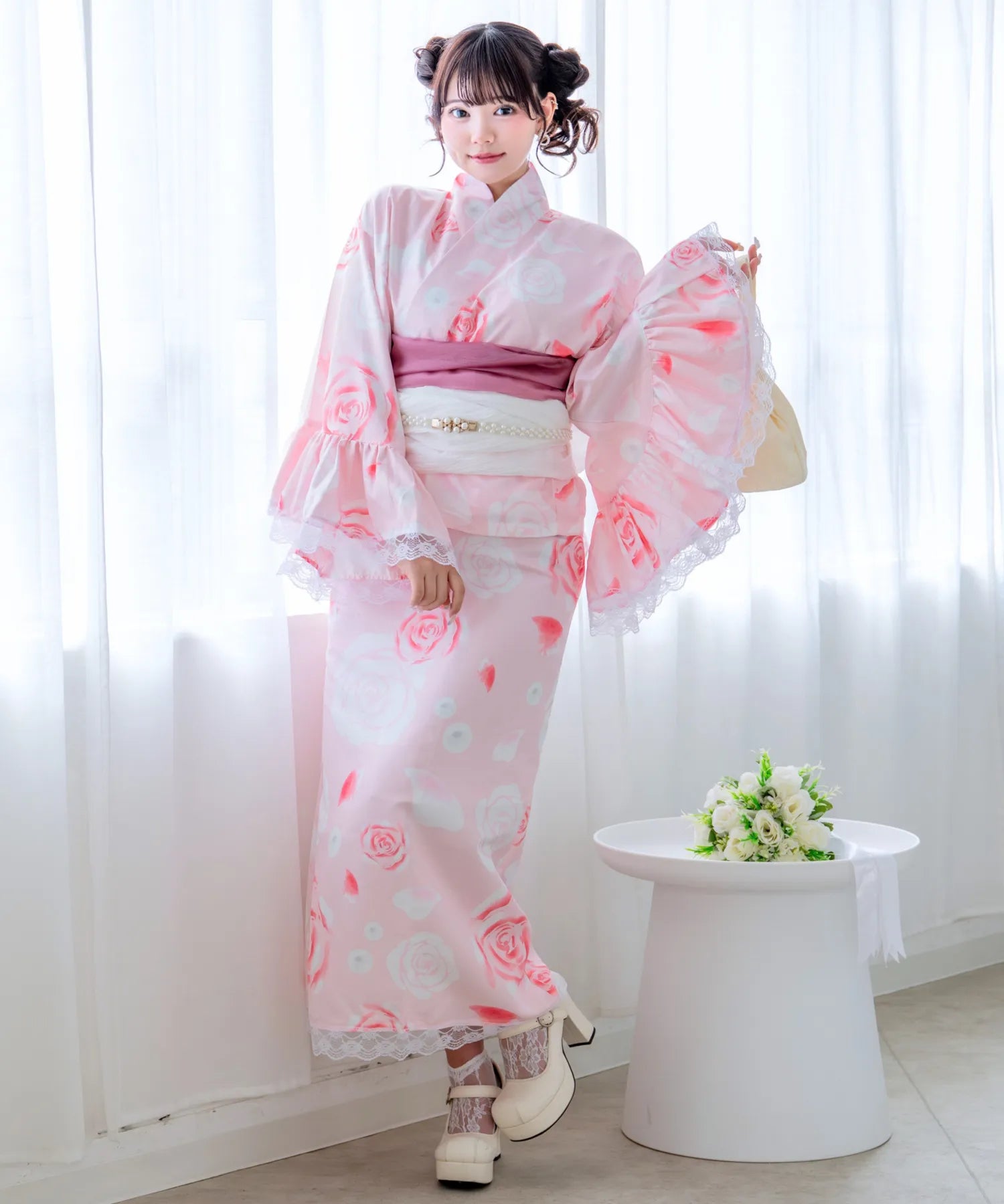 Rose Tiara Doll Princess Rinka Lolita Kimono 3-Piece Set