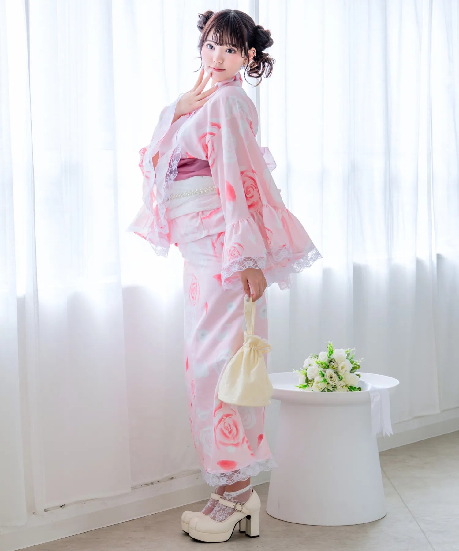 Rose Tiara Doll Princess Rinka Lolita Kimono 3-Piece Set