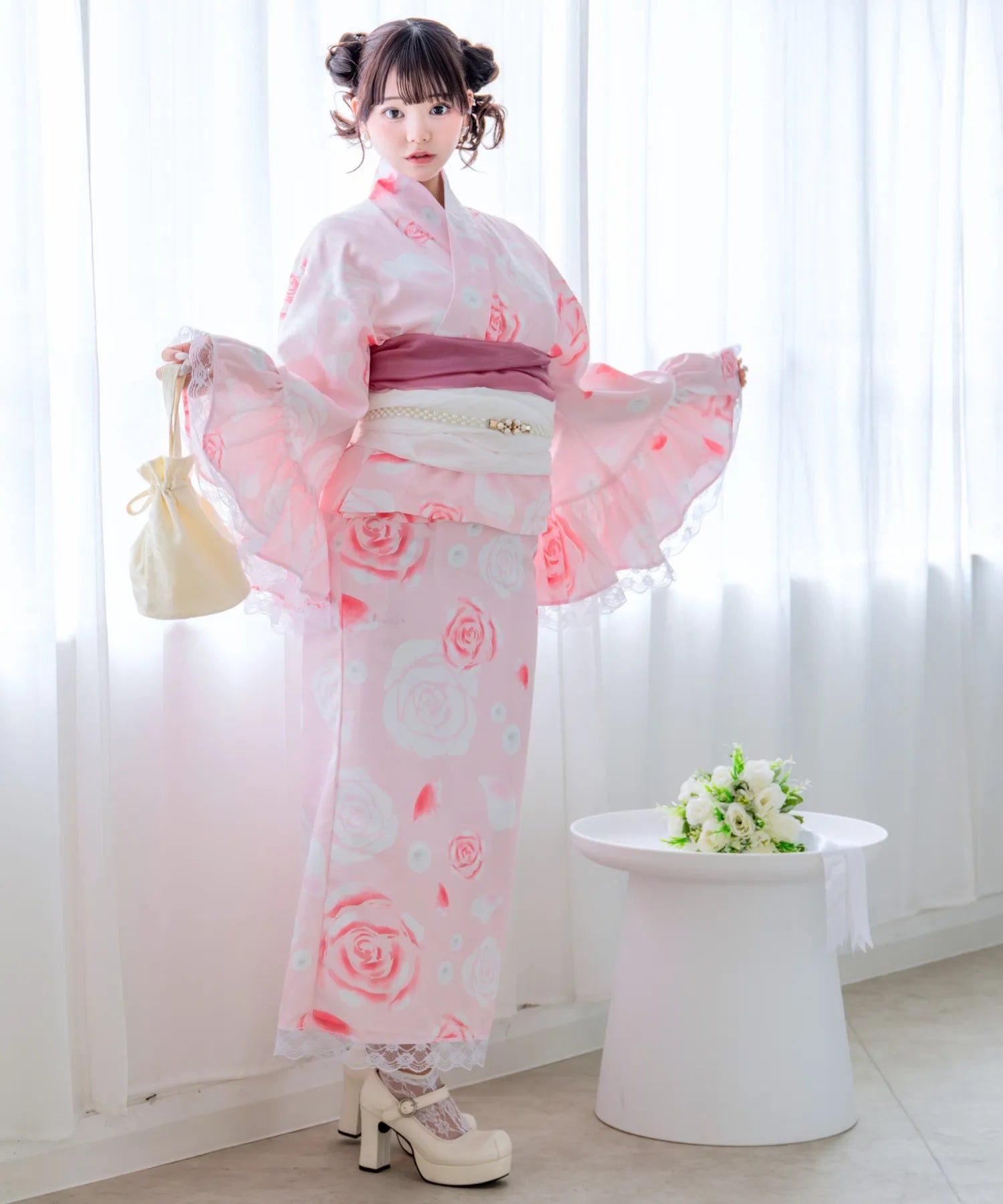 Rose Tiara Doll Princess Rinka Lolita Kimono 3-Piece Set