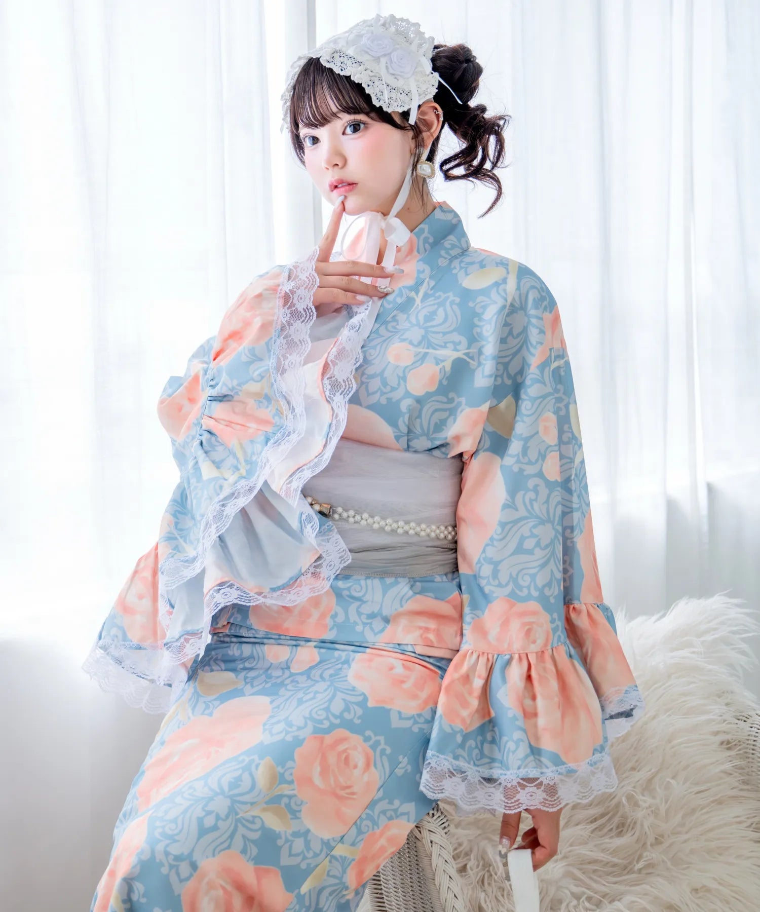 【予約商品 ❘ 5/20までに出荷予定】凛姫浴衣 クラシカルアンティークローズ ロリータ浴衣 3点セット