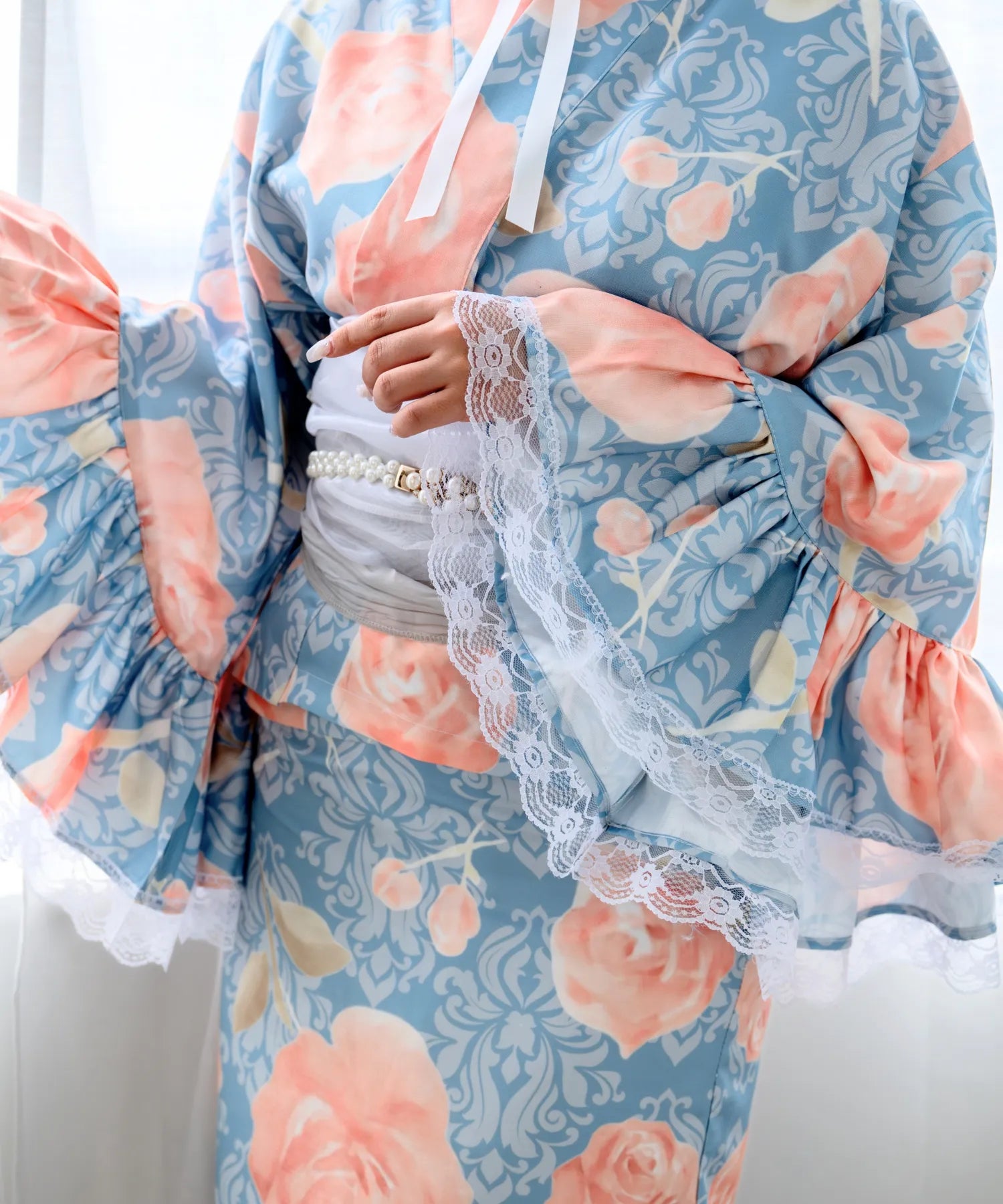 Rinhime Classical Antique Rose Lolita Yukata 3-Piece Set – Elegant Classic Lolita Japanese Yukata for Summer Festivals & Fireworks Events