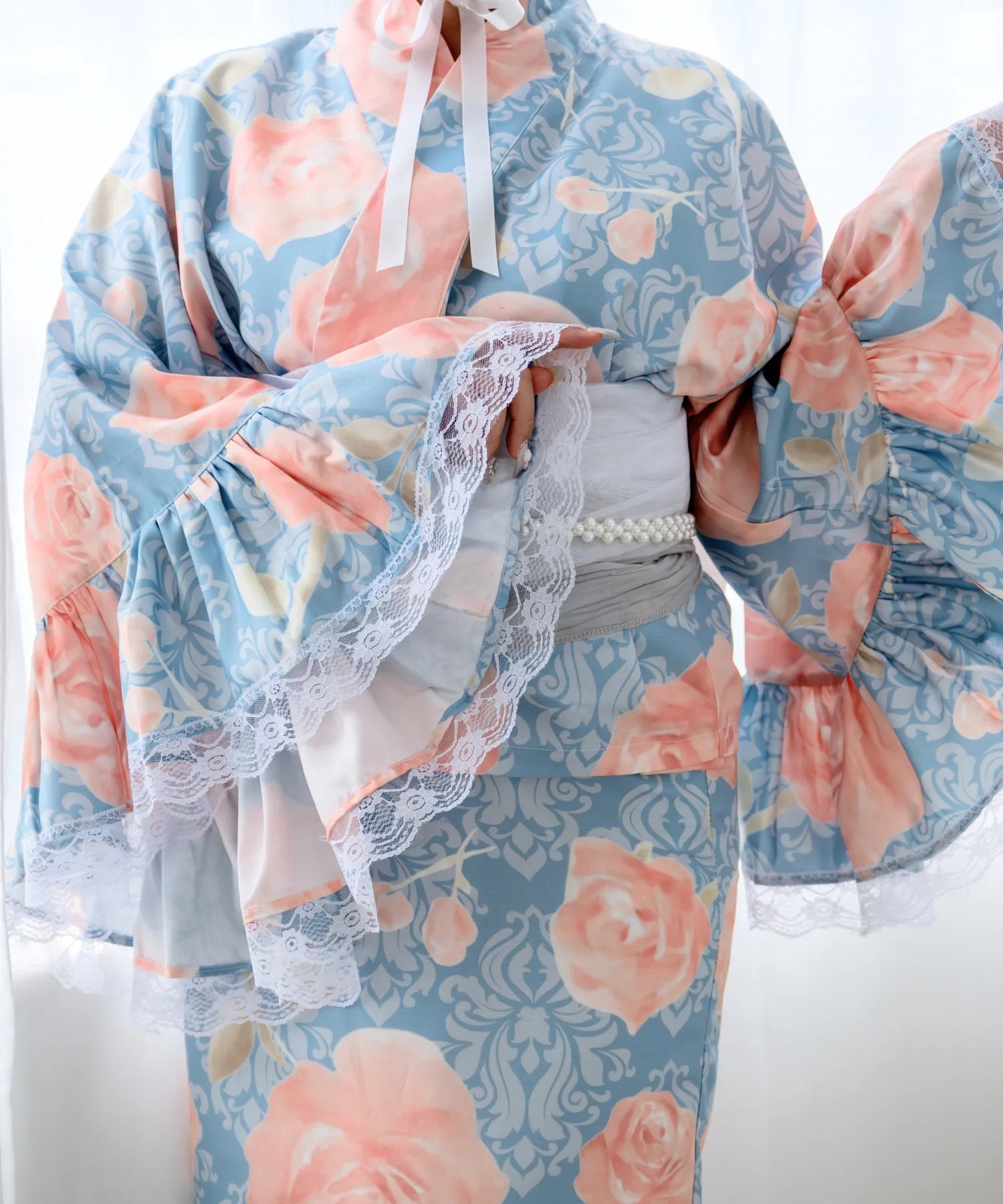 Rinhime Classical Antique Rose Lolita Yukata 3-Piece Set – Elegant Classic Lolita Japanese Yukata for Summer Festivals & Fireworks Events