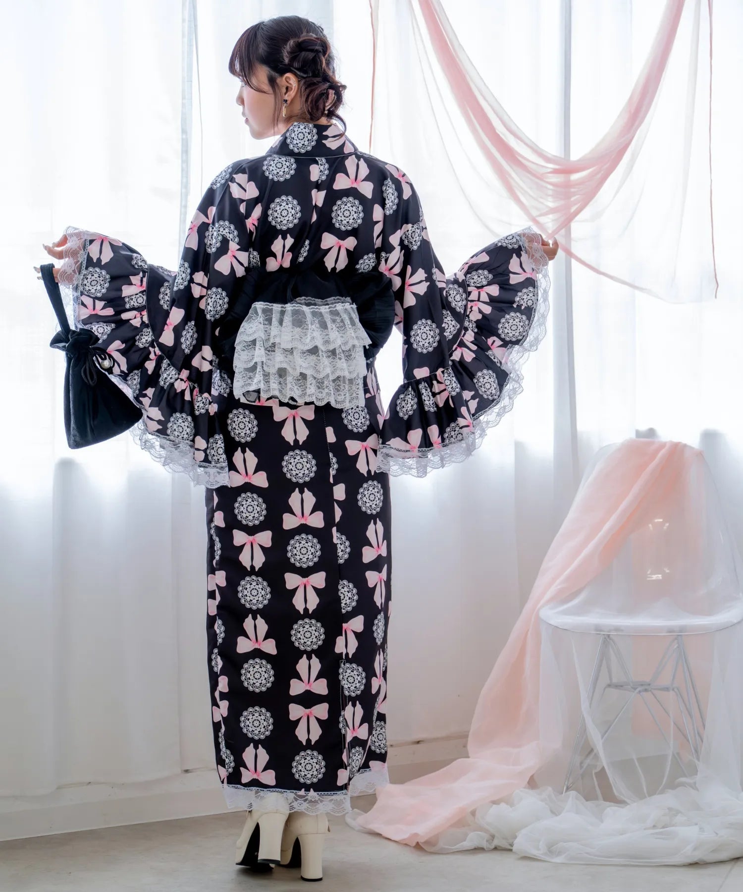 Princess Rina Yukata, Noir Lace Doll Lolita Yukata, 3-piece set