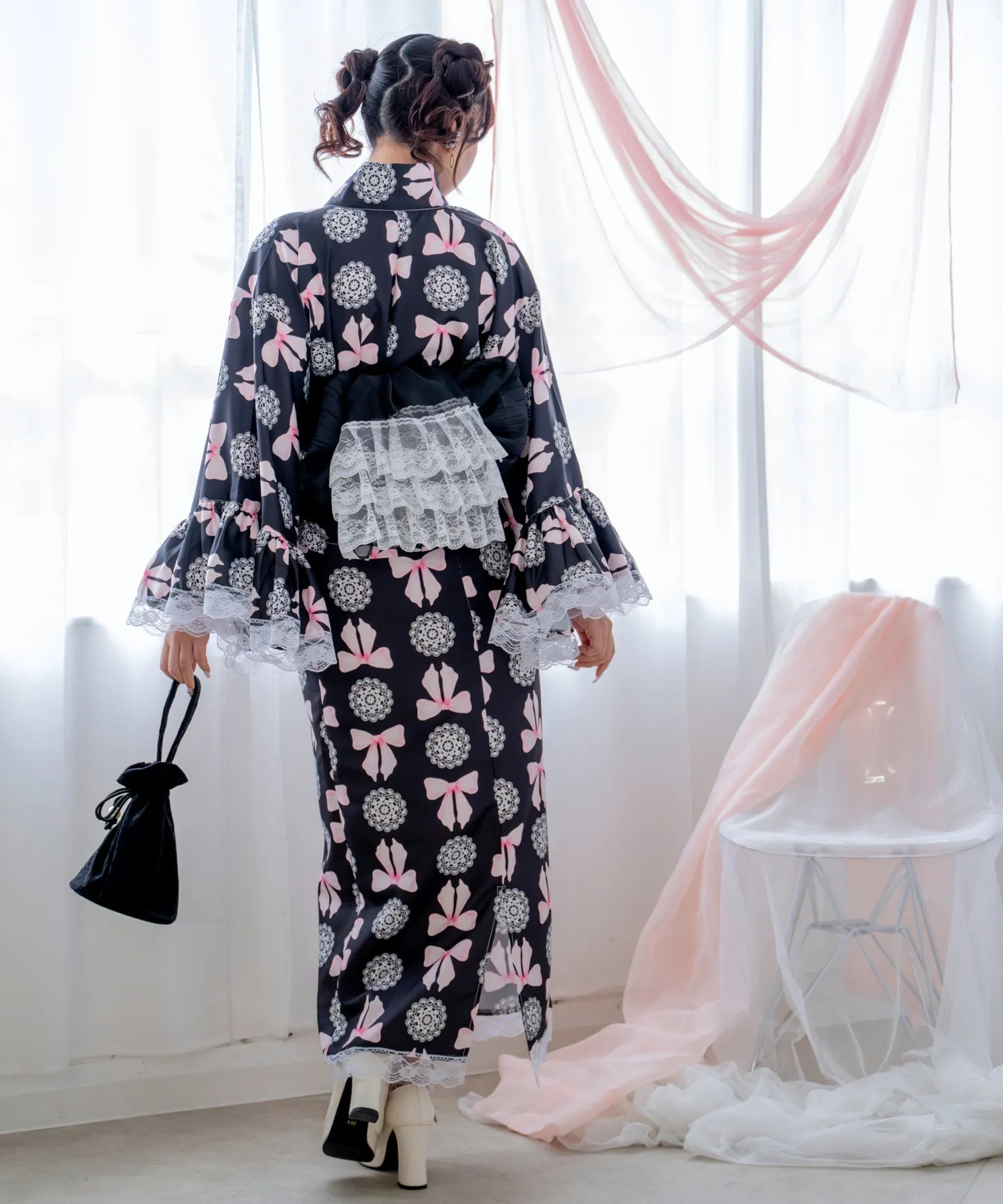 Princess Rina Yukata, Noir Lace Doll Lolita Yukata, 3-piece set
