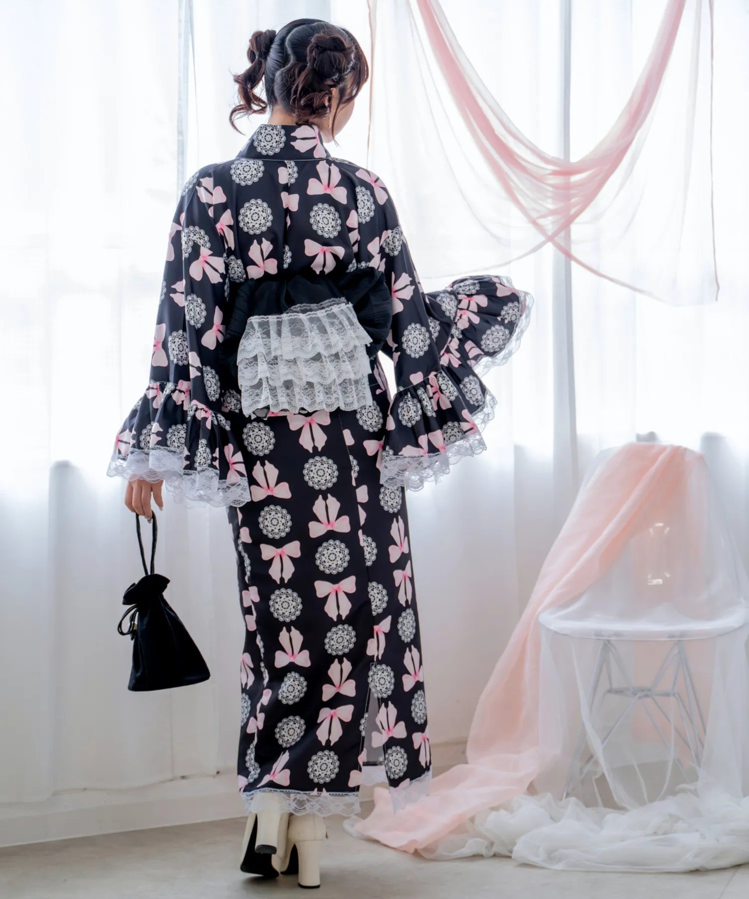 Princess Rina Yukata, Noir Lace Doll Lolita Yukata, 3-piece set