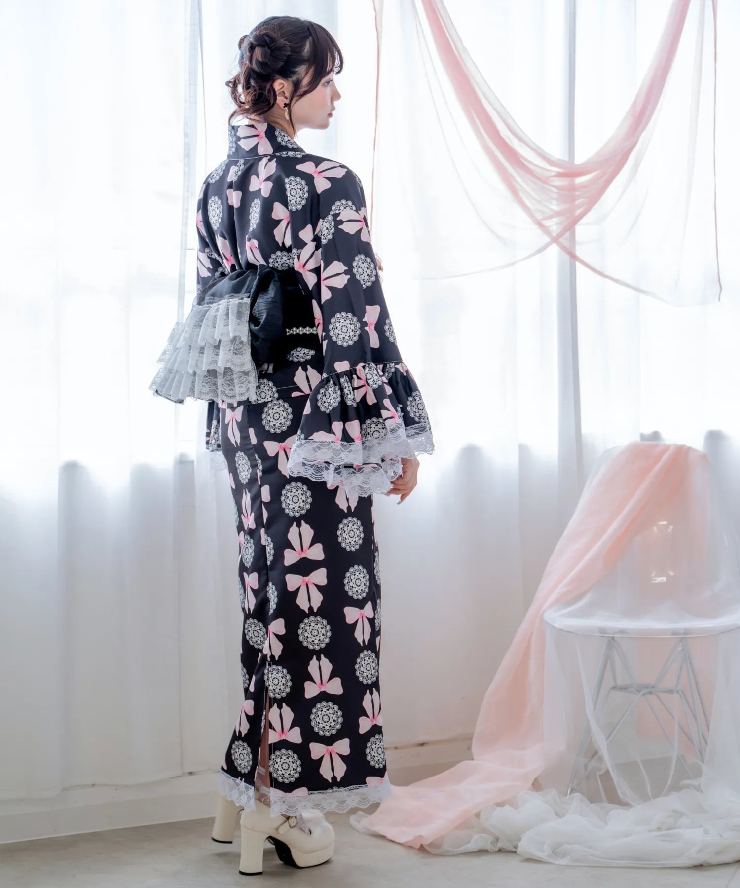 Princess Rina Yukata, Noir Lace Doll Lolita Yukata, 3-piece set